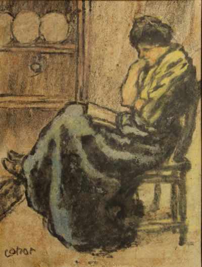 A QUIET READ by William Conor, sold for €2,400 at deVeres Auctions