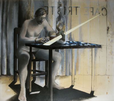 ANATOMY OF A SUB STANDARD PAINTER, CAFE TRISTE - HOMMAGE TO DW by Micheal Farrell sold for €2,000 at deVeres Auctions