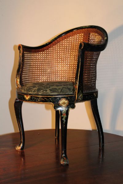 A FRENCH LACQUERED BERGERE CHAIR at deVeres Auctions