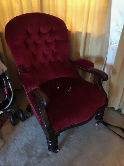A MAHOGANY EASY CHAIR at deVeres Auctions