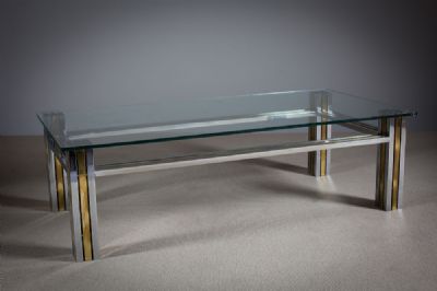 A CHROME AND GILT COFFEE TABLE at deVeres Auctions