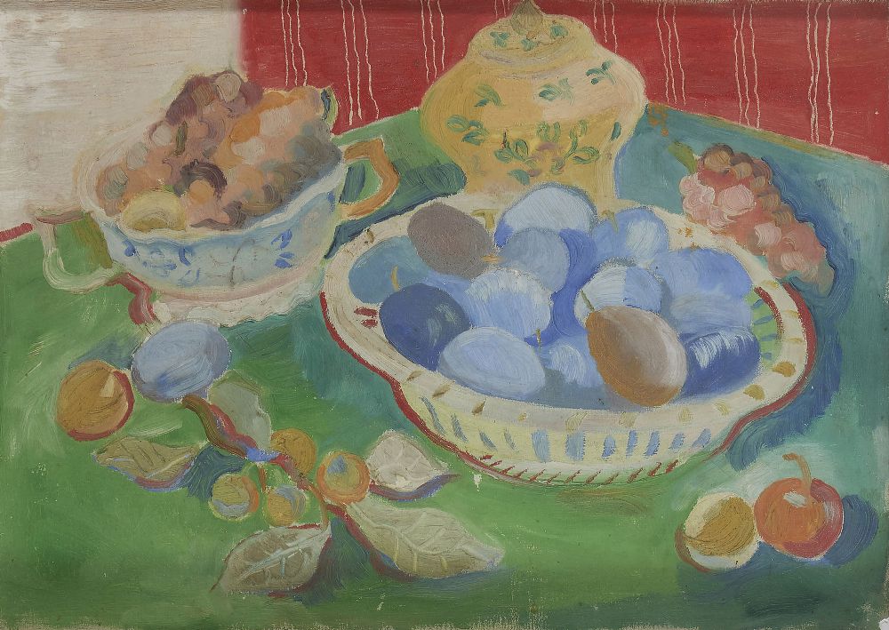 Lot 3 - STILL LIFE WITH PLUMS by Father Jack P Hanlon