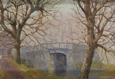 MISTY MORNING, HUBAND BRIDGE by Fergus O'Ryan  at deVeres Auctions