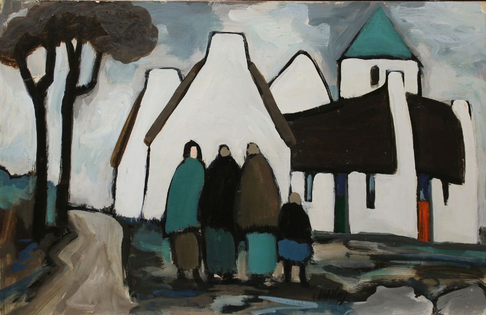 VILLAGE - WEST OF IRELAND by Markey Robinson  at deVeres Auctions