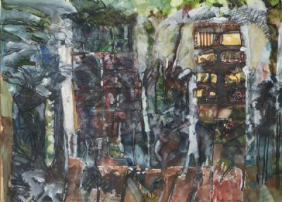 THE BUILDING AND TREES by David Crone  at deVeres Auctions