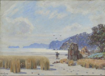 ON THE BEACH, BRITTANY, (1921) by William Crampton Gore  at deVeres Auctions
