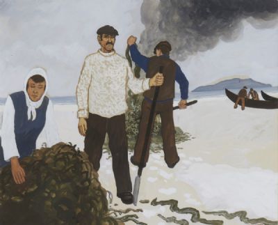 BURNING THE KALE, CONNEMARA by James MacIntyre Cullen  at deVeres Auctions