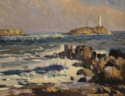 INISHBOFIN LIGHTHOUSE by Charles Vincent Lamb  at deVeres Auctions