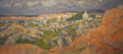LANDSCAPE NEAR MWEENISH, CONNEMARA by Desmond Carr  at deVeres Auctions