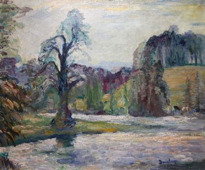 RIVER LANDSCAPE, MARCH DAY PETWORTH PARK by Ronald Ossory Dunlop sold for €800 at deVeres Auctions
