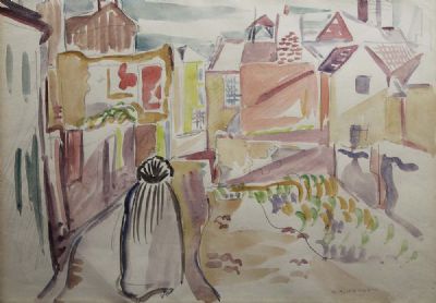 CONTINENTAL VILLAGE by Father Jack P Hanlon sold for €320 at deVeres Auctions