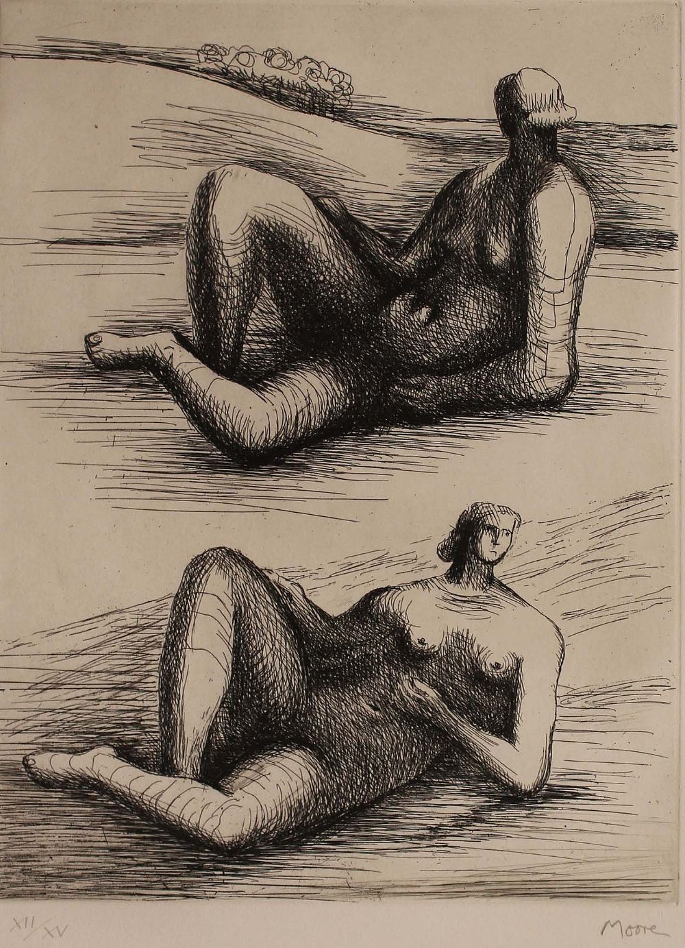 Lot 7 - FIGURES RECLINING by Henry Moore