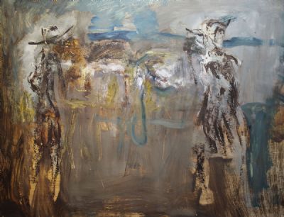 FIGURES IN A WESTERN LANDSCAPE by Gerald Davis  at deVeres Auctions