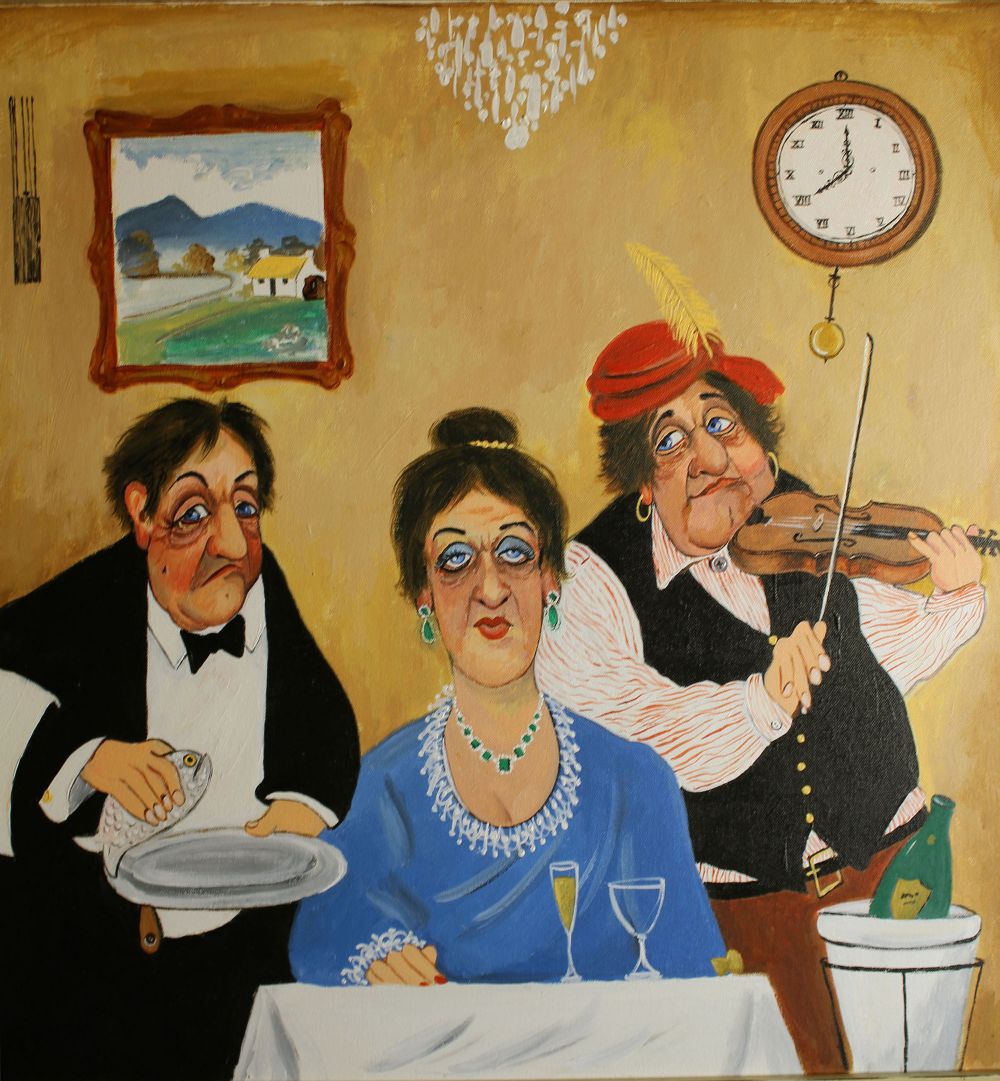 Dinner at Eight by John Schwatschke sold for €550 at deVeres Auctions
