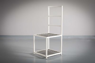 A WHITE METAL AND MESH SINGLE CHAIR by Andree Putman sold for €160 at deVeres Auctions