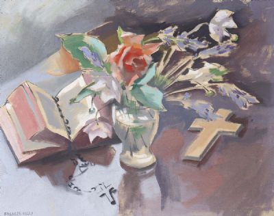 STILL LIFE WITH CROSS by Frances Kelly sold for €300 at deVeres Auctions