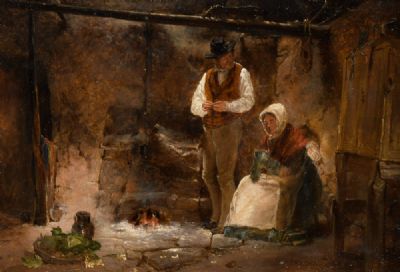 CROFTERS FIRESIDE by Erskine Nicol sold for €3,600 at deVeres Auctions