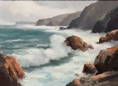 ANTRIM COAST NEAR BALLINTOY by Maurice Canning Wilks sold for €2,000 at deVeres Auctions