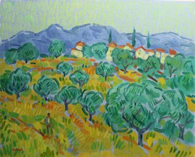 WALKING THE FIELDS AT NERJA by Desmond Carrick  at deVeres Auctions