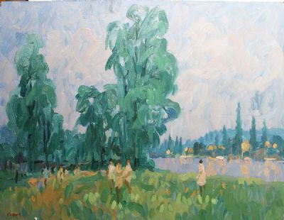 PARK DAY by THE LAKE by Desmond Carrick  at deVeres Auctions