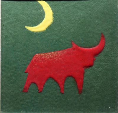 RED BULL AND CRESENT MOON by Patrick McElroy  at deVeres Auctions