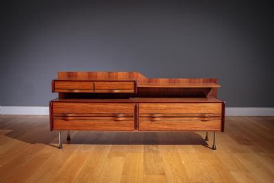 A ROSEWOOD SIDE CABINET, ITAILAN 1960s, with shelf at deVeres Auctions