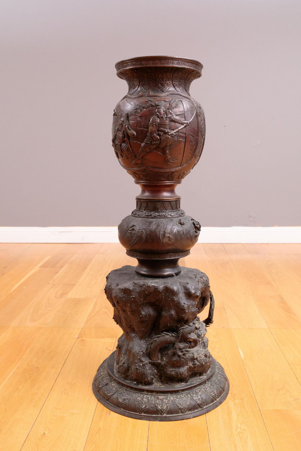 AN ORIENTAL BRONZE BALUSTER SHAPED VASE at deVeres Auctions