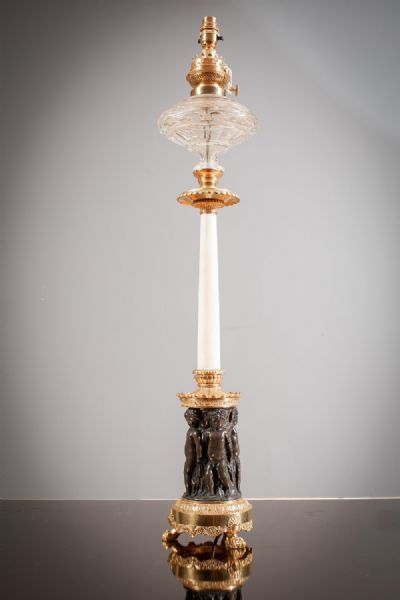 A GILT AND BRONZED TABLE LAMP. IN CLASSICAL STYLE at deVeres Auctions