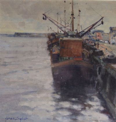 MUSSEL BOAT, WEXFORD HARBOUR by James English sold for €600 at deVeres Auctions