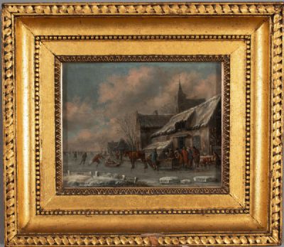 SLEDING ON THE CANAL by J Mans  at deVeres Auctions