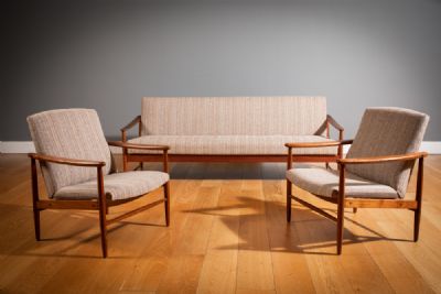 A TEAK THREE PIECE SUITE, DANISH 1970s, IN THE MANNER OF FINN JUHL at deVeres Auctions