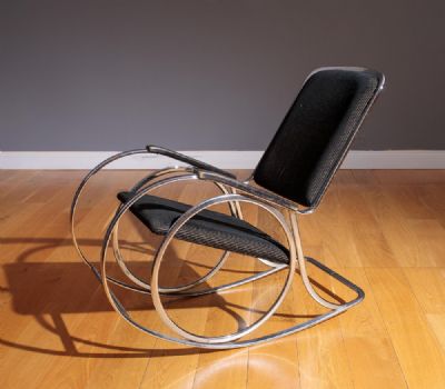AN ART DECO STYLE CHROME ROCKING CHAIR, 1970's at deVeres Auctions