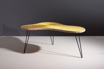 A WICKER AND CANE SHAPED COFFEE TABLE, 1950s at deVeres Auctions