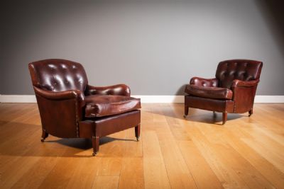 A PAIR OF TANNED LEATHER CLUB CHAIRS, by GEORGE SMITH sold for €5,500 at deVeres Auctions