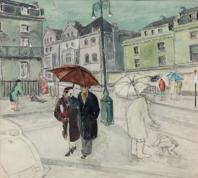RAINY DAY IN DUBLIN by Barbara Warren sold for €600 at deVeres Auctions