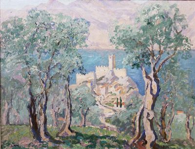 LAKE GARDA (SCALIGER CASTLE AT MALCESINA) by Letitia Marion Hamilton sold for €7,000 at deVeres Auctions
