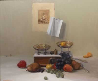 STILL LIFE WITH FRUIT AND SCALES by Niccolo D'ardia Caracciolo  at deVeres Auctions