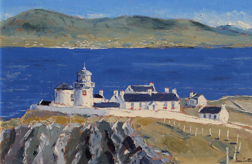 CLARE ISLAND LIGHTHOUSE OVERLOOKING ACHILL, CO. MAYO by Ivan Sutton sold for €1,400 at deVeres Auctions