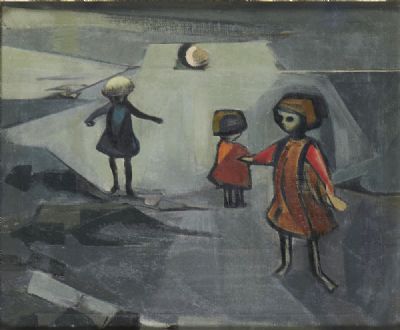 CHILDREN IN A MOONLIT LANDSCAPE by Barbara Warren sold for €8,500 at deVeres Auctions