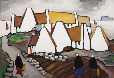 SHAWLIES IN A COASTAL VILLAGE by Markey Robinson  at deVeres Auctions