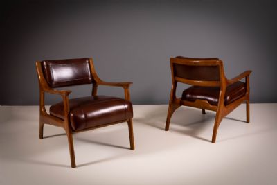 A FINE PAIR OF TEAK FRAMED EASY CHAIRS, DANISH 1960s at deVeres Auctions