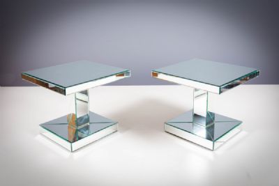 A PAIR OF SQUARE MIRRORED SIDE TABLES, MODERN, at deVeres Auctions