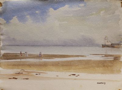 LOW TIDE STROLLS, DUN LAOGHAIRE by Desmond Carrick sold for €100 at deVeres Auctions