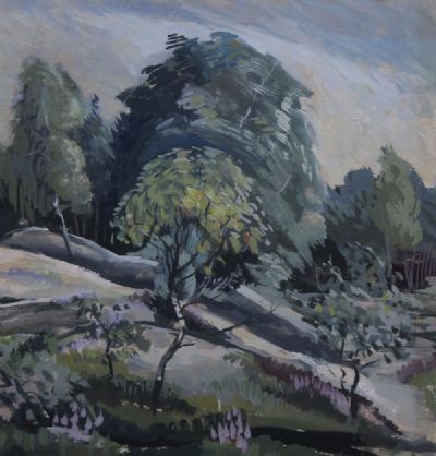 LANDSCAPE WITH TREES by A STREAM by Bea Orpen  at deVeres Auctions