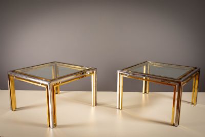 A PAIR OF GILT METAL AND CHROME SQUARE TABLES, ITALIAN 1960's. at deVeres Auctions