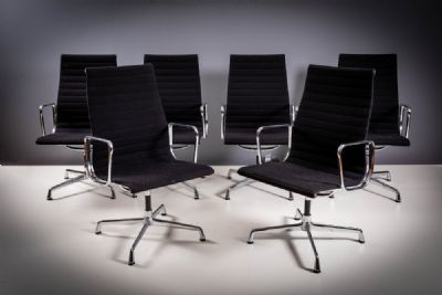 A SET OF SIX EA112 ARMCHAIRS, by CHARLES AND RAY EAMES sold for €2,200 at deVeres Auctions