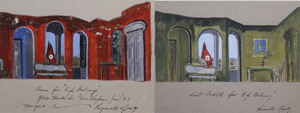 TWO SET DESIGNS FOR 'HIGH BALCONY' AT THE GLOBE THEATRE by Reginald Gray  at deVeres Auctions