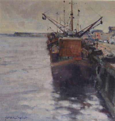 MUSSEL BOAT, WEXFORD HARBOUR by James English  at deVeres Auctions