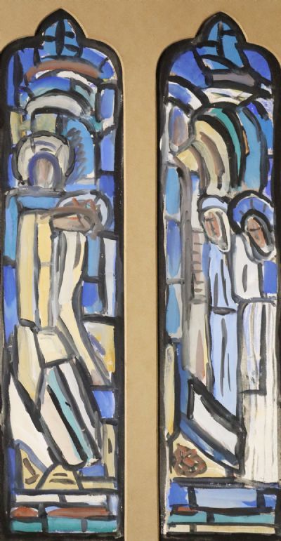 STUDY FOR THE ENTOMBMENT STAINED GLASS WINDOWS by Evie Hone sold for €1,200 at deVeres Auctions