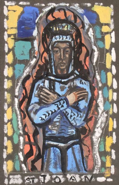 ST. JOAN - STUDY FOR STAINED GLASS WINDOW by Evie Hone  at deVeres Auctions